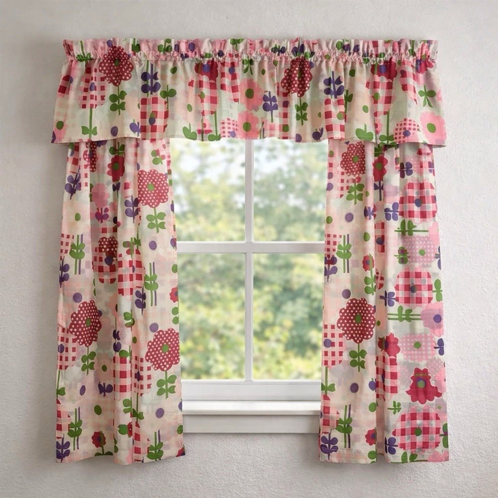 Vintage 1960/70's Floral 3 Piece Curtain Set